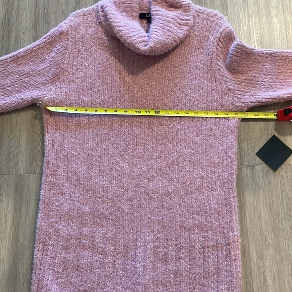 Lulu’s Women's Sweater Dress Small Pink Stretch Fluffy Cowl Neck Longline - Picture 11 of 14
